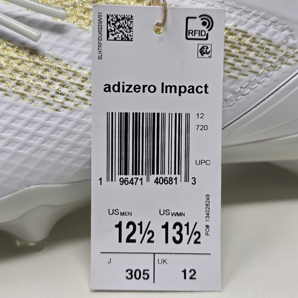 Adidas Adizero Impact MID Football Cleats White Gold IF2476 Men's Size 12.5 New - Picture 4 of 12